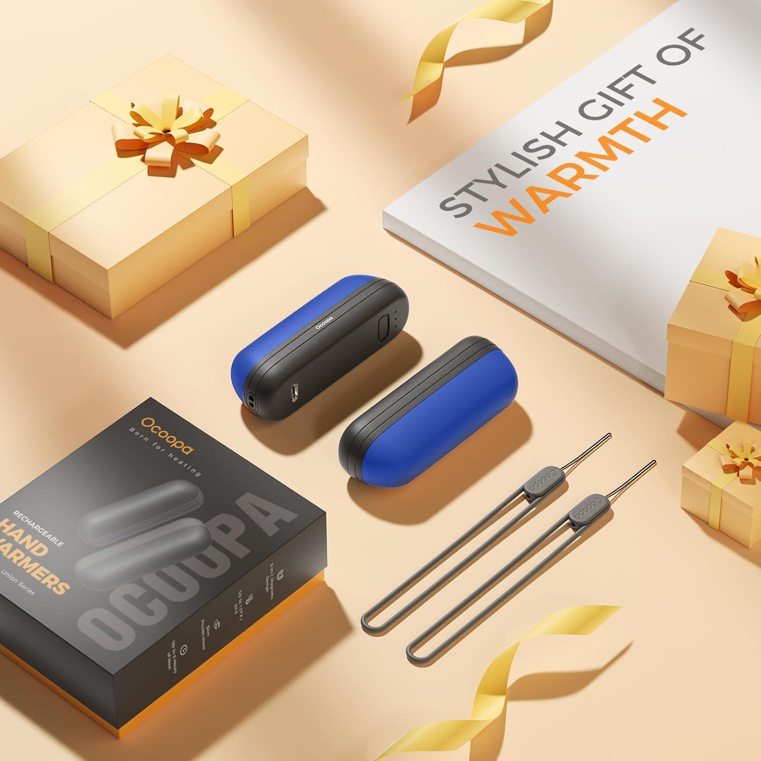 imageOCOOPA 2 in 1 Magnetic Rechargeable Hand Warmers UT2s Mini Electric Handwarmers 2 Pack Split USBC Reusable Portable Pocket Heater Raynauds Golf Christmas Tech Gifts for Women MenNavy Blue