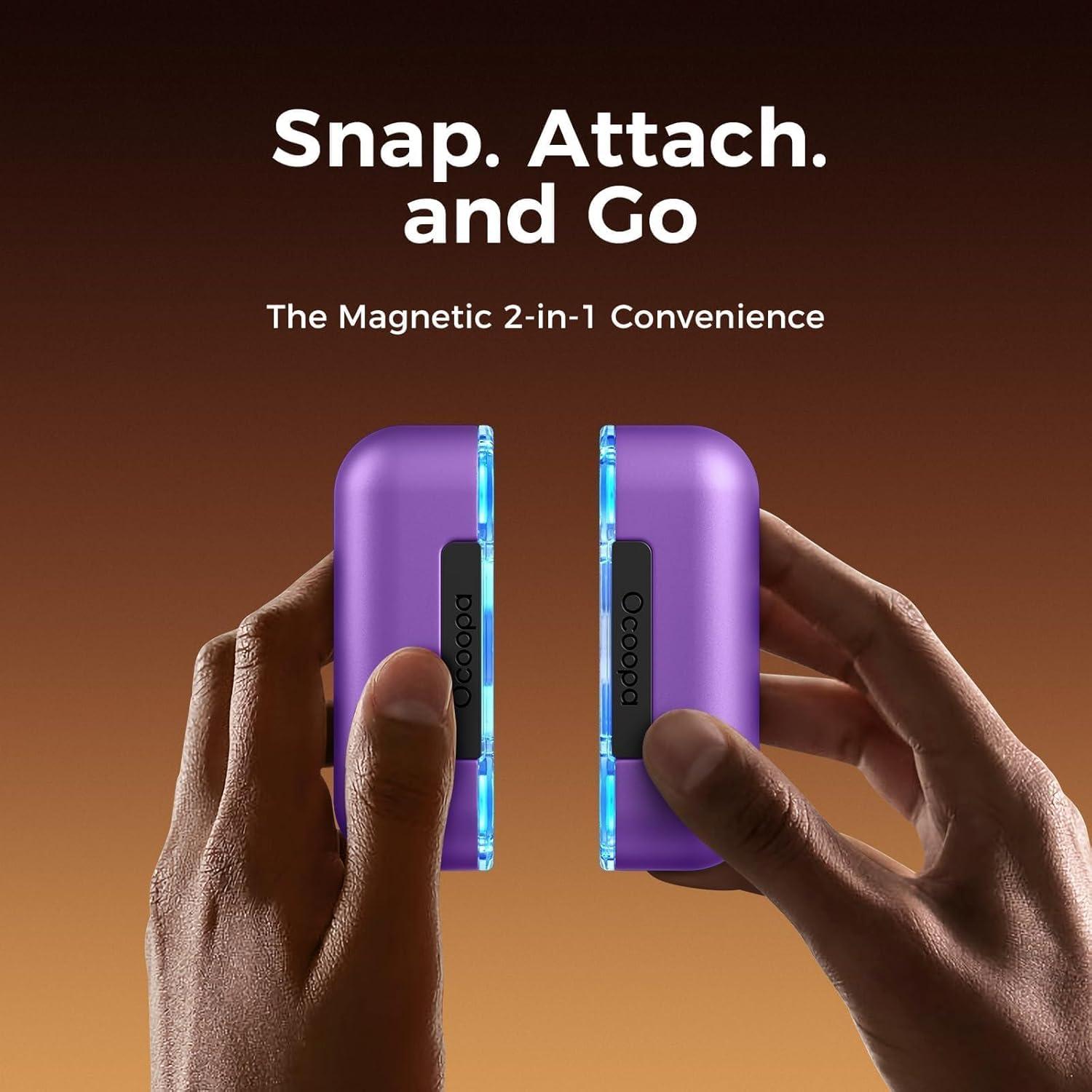 imageOCOOPA Hand Warmers Rechargeable 2 Pack Magnetic Electric Handwarmer 4 Levels Heat Up to 136 USBC Portable Charger 10000mAh Raynauds Golf Tech Gifts for Men UT2sMagTwinsPurple