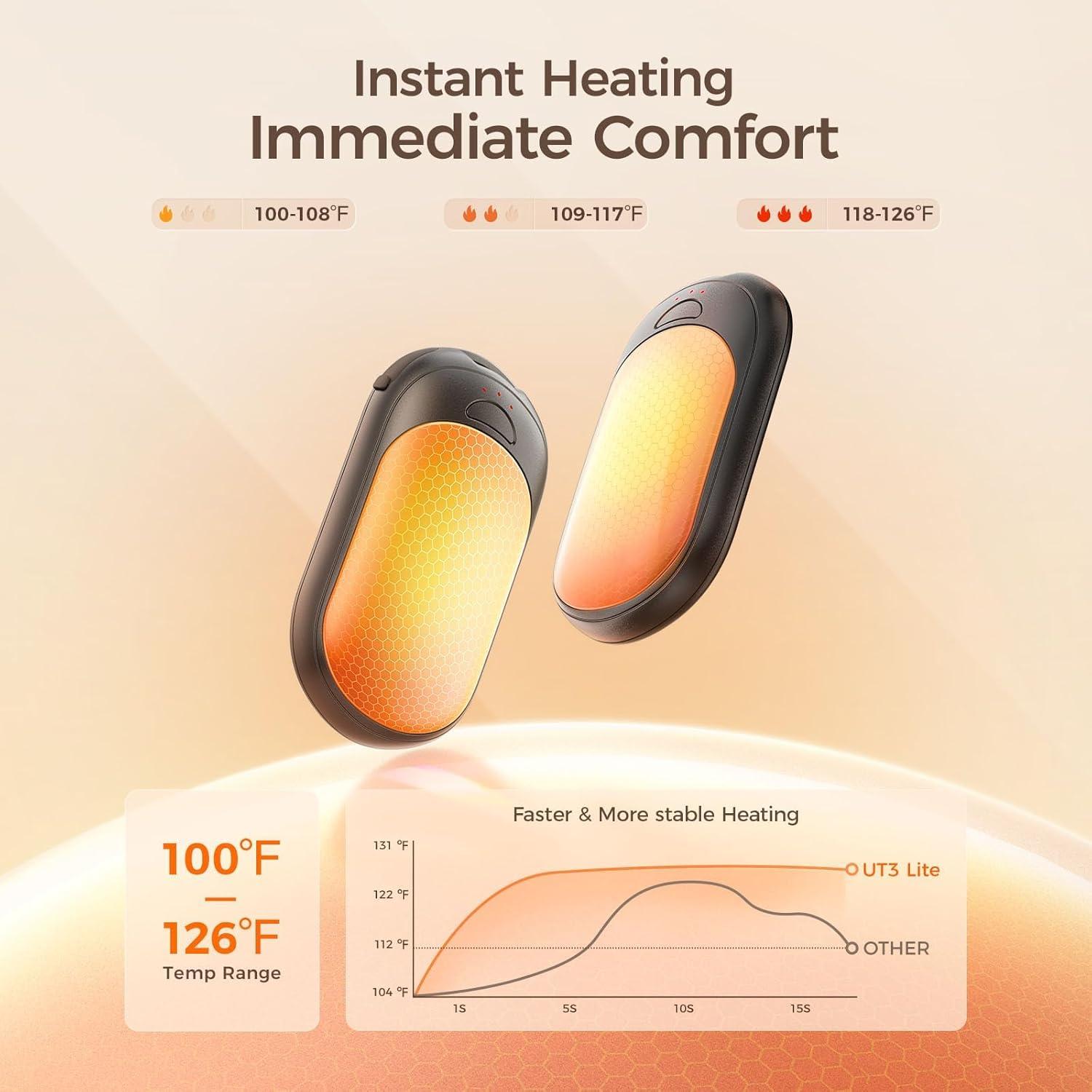 imageOCOOPA Magnetic Hand Warmers Rechargeable 2 Pack Electric Handwarmers Smart Heating UL Certified 3SettingsPortable Heater Ultra Slim Pocket Hunting Essentials Gifts for Christmas Men UT3 LiteHot Pink