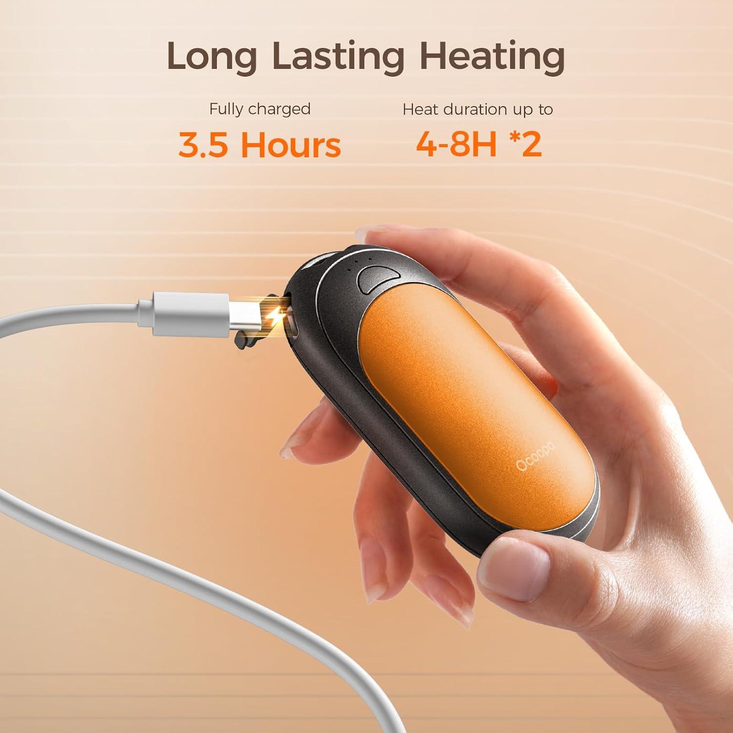 imageOCOOPA Magnetic Hand Warmers Rechargeable 2 Pack Electric Handwarmers Smart Heating UL Certified 3SettingsPortable Heater Ultra Slim Pocket Hunting Essentials Gifts for Christmas Men UT3 LiteOrange