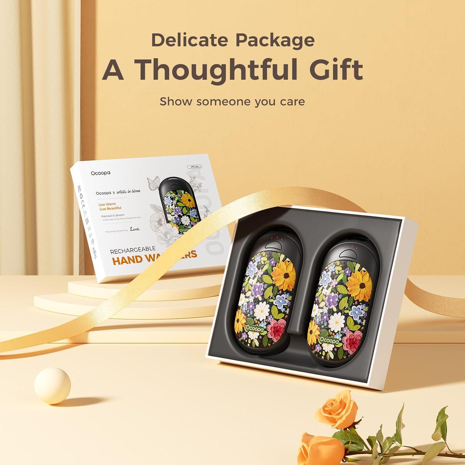 imageOCOOPA Magnetic Hand Warmers Rechargeable 2 Pack Electric Handwarmers Smart Heating UL Certified 3SettingsPortable Heater Ultra Slim Pocket Hunting Essentials Gifts for Christmas Men UT3 LiteArtists in bloom Painted in bloom
