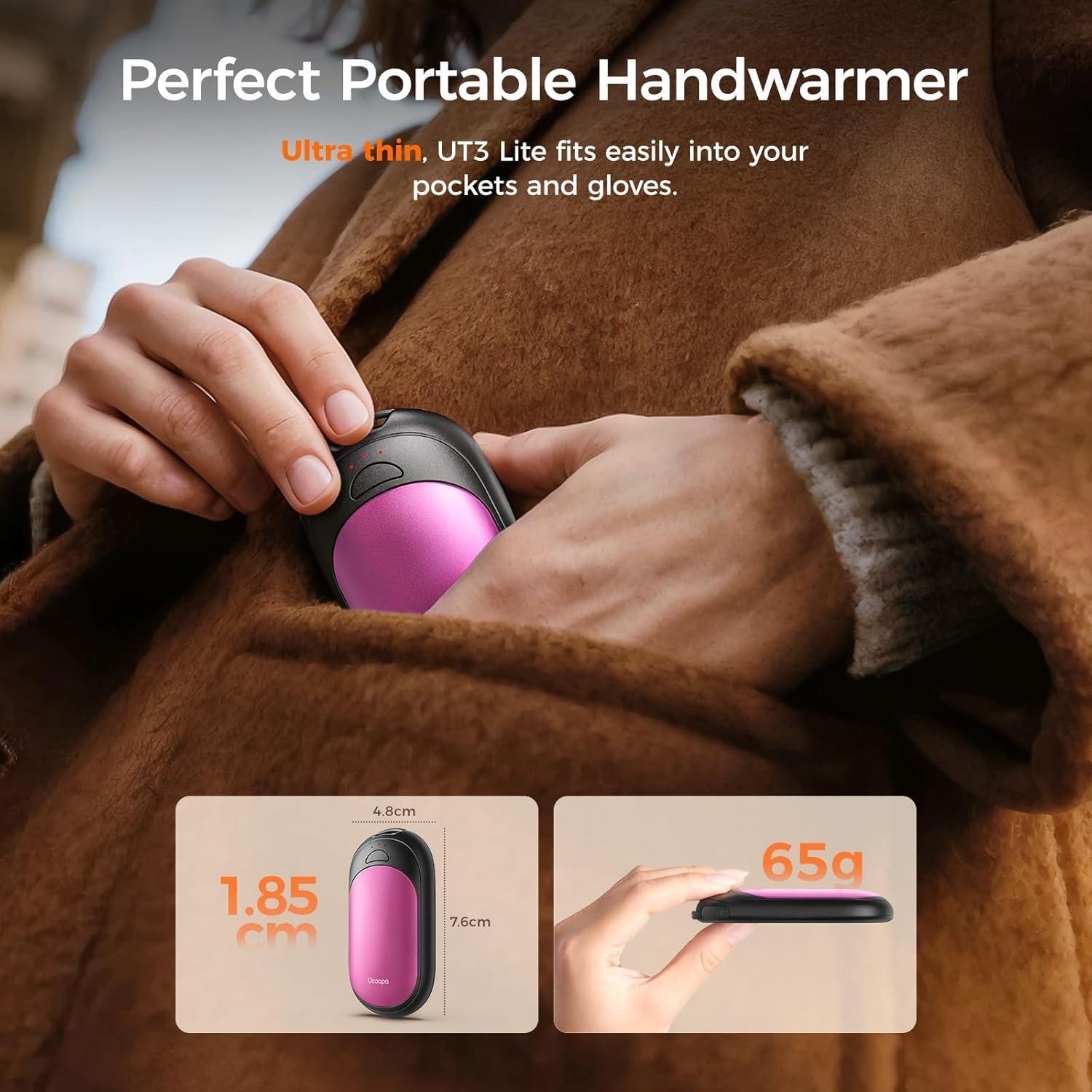 imageOCOOPA Magnetic Hand Warmers Rechargeable 2 Pack Electric Handwarmers Smart Heating UL Certified 3SettingsPortable Heater Ultra Slim Pocket Hunting Essentials Gifts for Christmas Men UT3 LiteHot Pink
