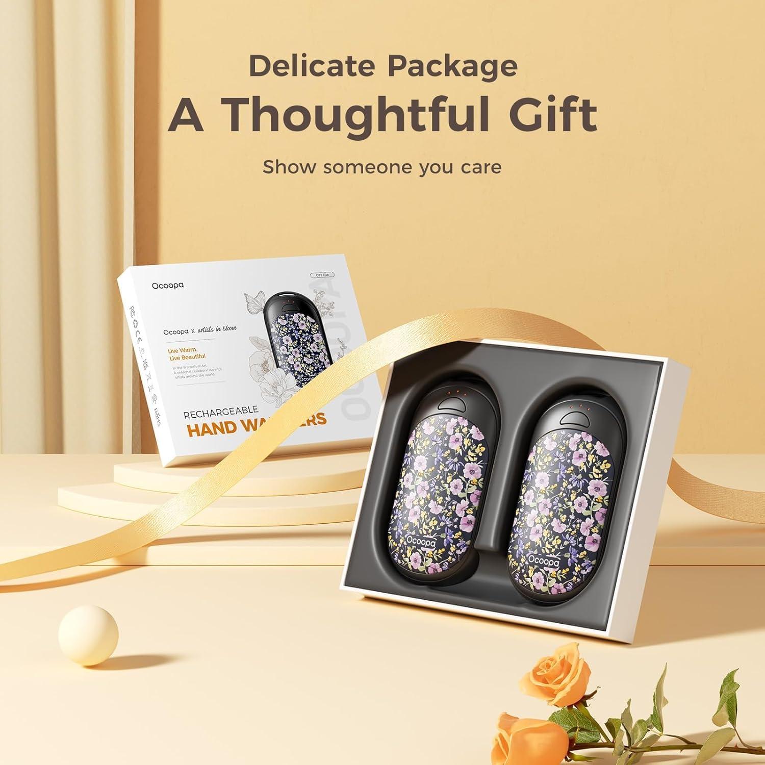 imageOCOOPA Magnetic Hand Warmers Rechargeable 2 Pack Electric Handwarmers Smart Heating UL Certified 3SettingsPortable Heater Ultra Slim Pocket Hunting Essentials Gifts for Christmas Men UT3 LiteArtists in Bloom Noctune Garden