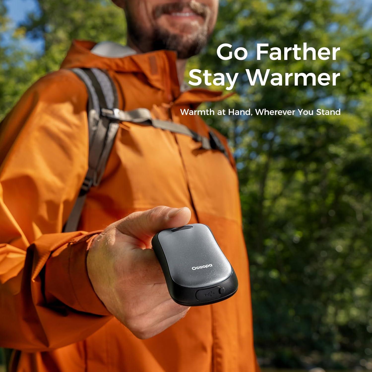 imageOCOOPA Magnetic Hand Warmers Rechargeable 2Pack IP45 Water Resistant UL Certified Ergonomic Electric Hand Warmer Up to 9hrs Pocket Size Raynauds Golf Outdoor Tech Gifts for Men UT4 UrbanSlate Gray