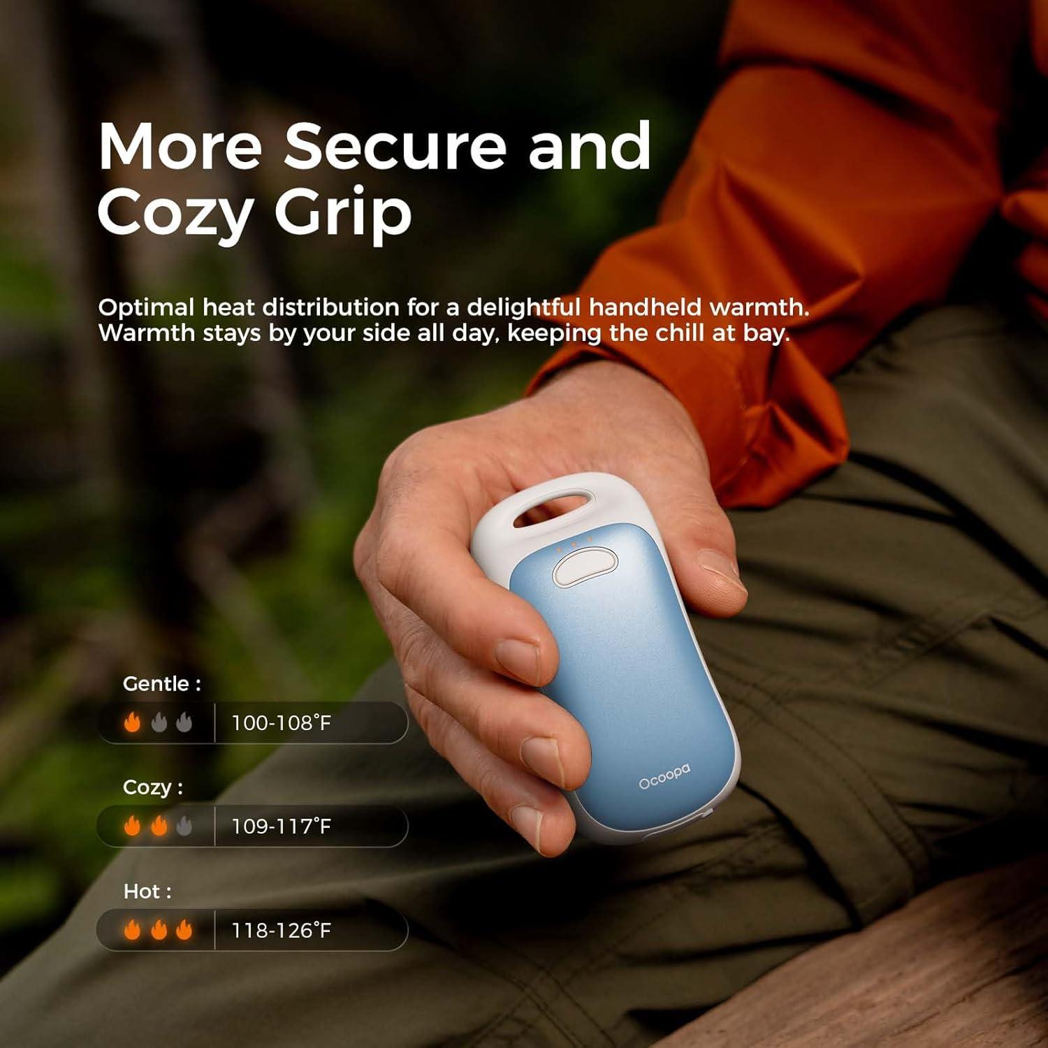 imageOCOOPA Magnetic Hand Warmers Rechargeable 2Pack IP45 Water Resistant UL Certified Ergonomic Electric Hand Warmer Up to 9hrs Pocket Size Raynauds Golf Outdoor Tech Gifts for Men UT4 UrbanArctic Blue