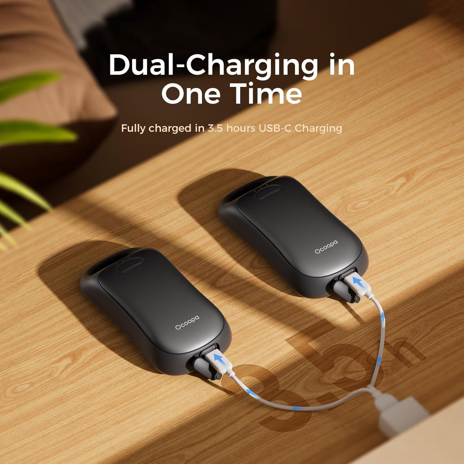 imageOCOOPA Magnetic Hand Warmers Rechargeable 2Pack IP45 Water Resistant UL Certified Ergonomic Electric Hand Warmer Up to 9hrs Pocket Size Raynauds Golf Outdoor Tech Gifts for Men UT4 UrbanMidnight Black