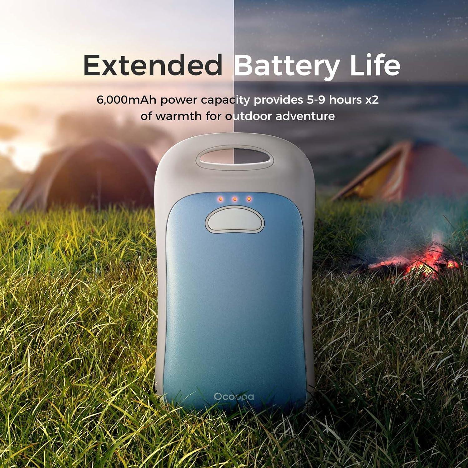 imageOCOOPA Magnetic Hand Warmers Rechargeable 2Pack IP45 Water Resistant UL Certified Ergonomic Electric Hand Warmer Up to 9hrs Pocket Size Raynauds Golf Outdoor Tech Gifts for Men UT4 UrbanArctic Blue