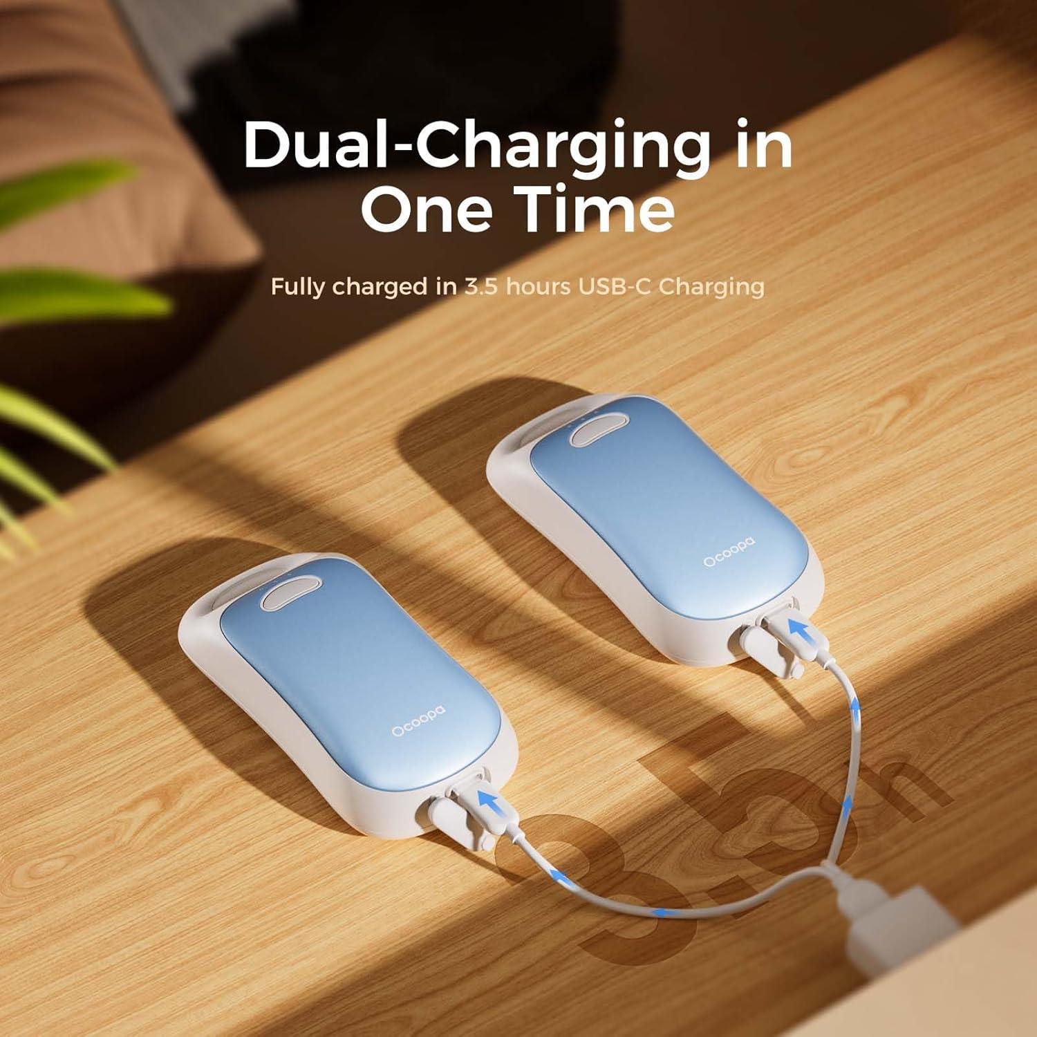 imageOCOOPA Magnetic Hand Warmers Rechargeable 2Pack IP45 Water Resistant UL Certified Ergonomic Electric Hand Warmer Up to 9hrs Pocket Size Raynauds Golf Outdoor Tech Gifts for Men UT4 UrbanArctic Blue