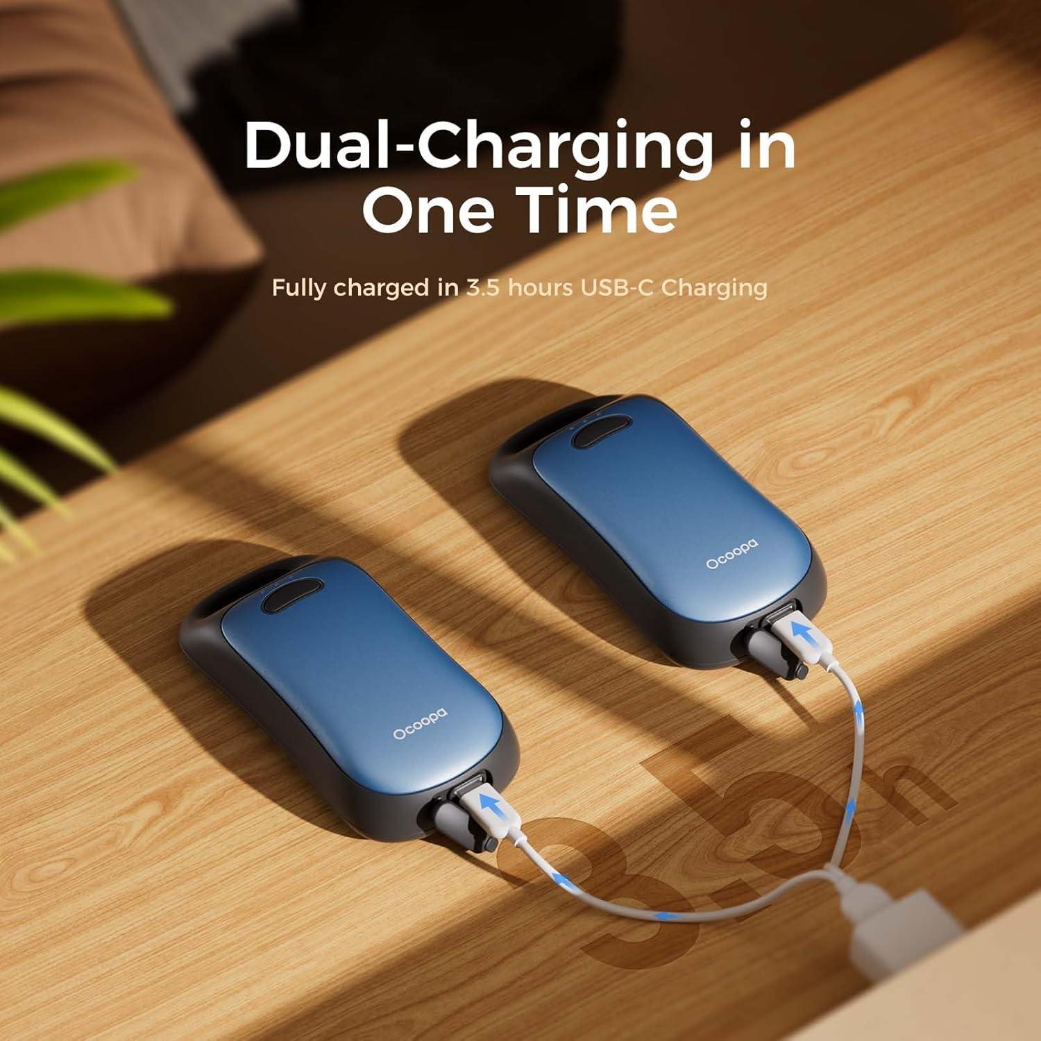 imageOCOOPA Magnetic Hand Warmers Rechargeable 2Pack IP45 Water Resistant UL Certified Ergonomic Electric Hand Warmer Up to 9hrs Pocket Size Raynauds Golf Outdoor Tech Gifts for Men UT4 UrbanNavy Blue