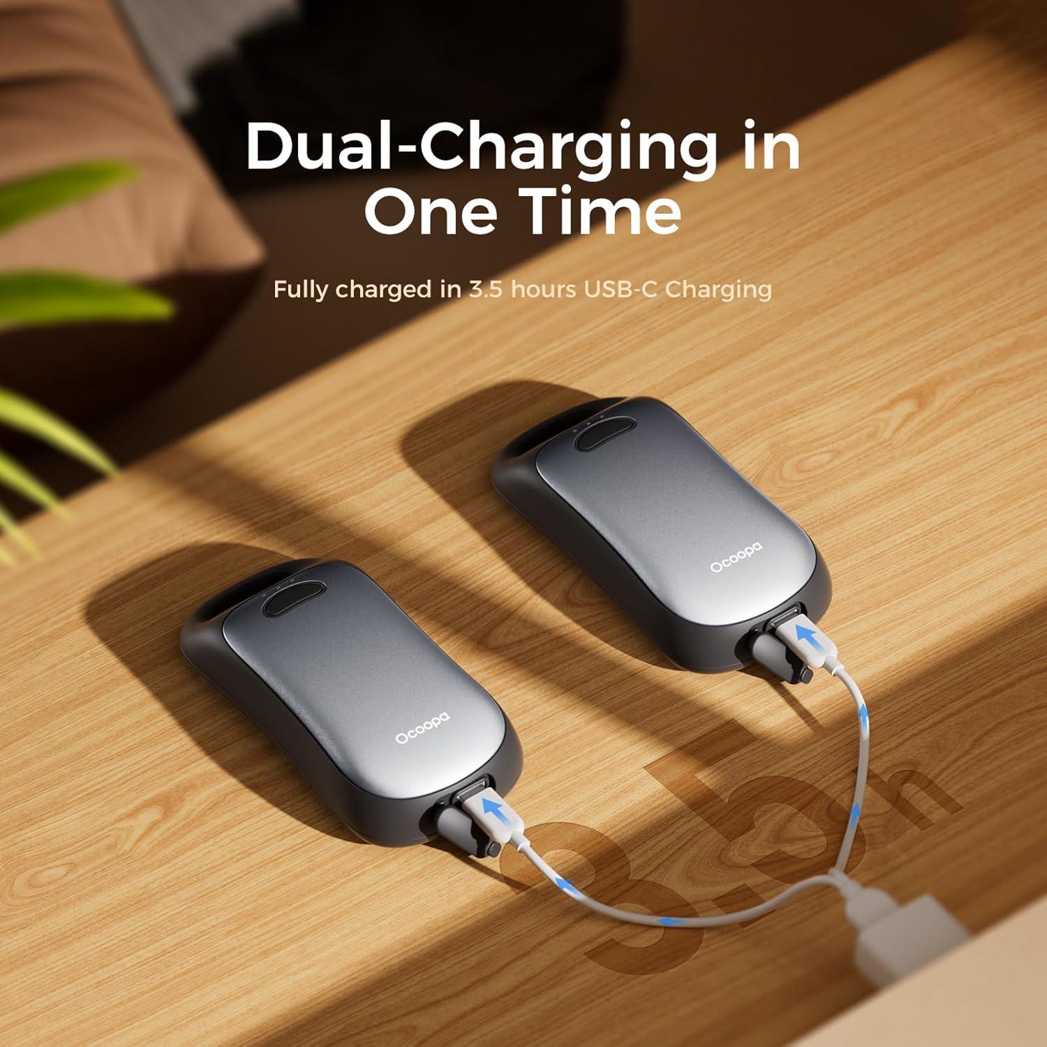 imageOCOOPA Magnetic Hand Warmers Rechargeable 2Pack IP45 Water Resistant UL Certified Ergonomic Electric Hand Warmer Up to 9hrs Pocket Size Raynauds Golf Outdoor Tech Gifts for Men UT4 UrbanSlate Gray