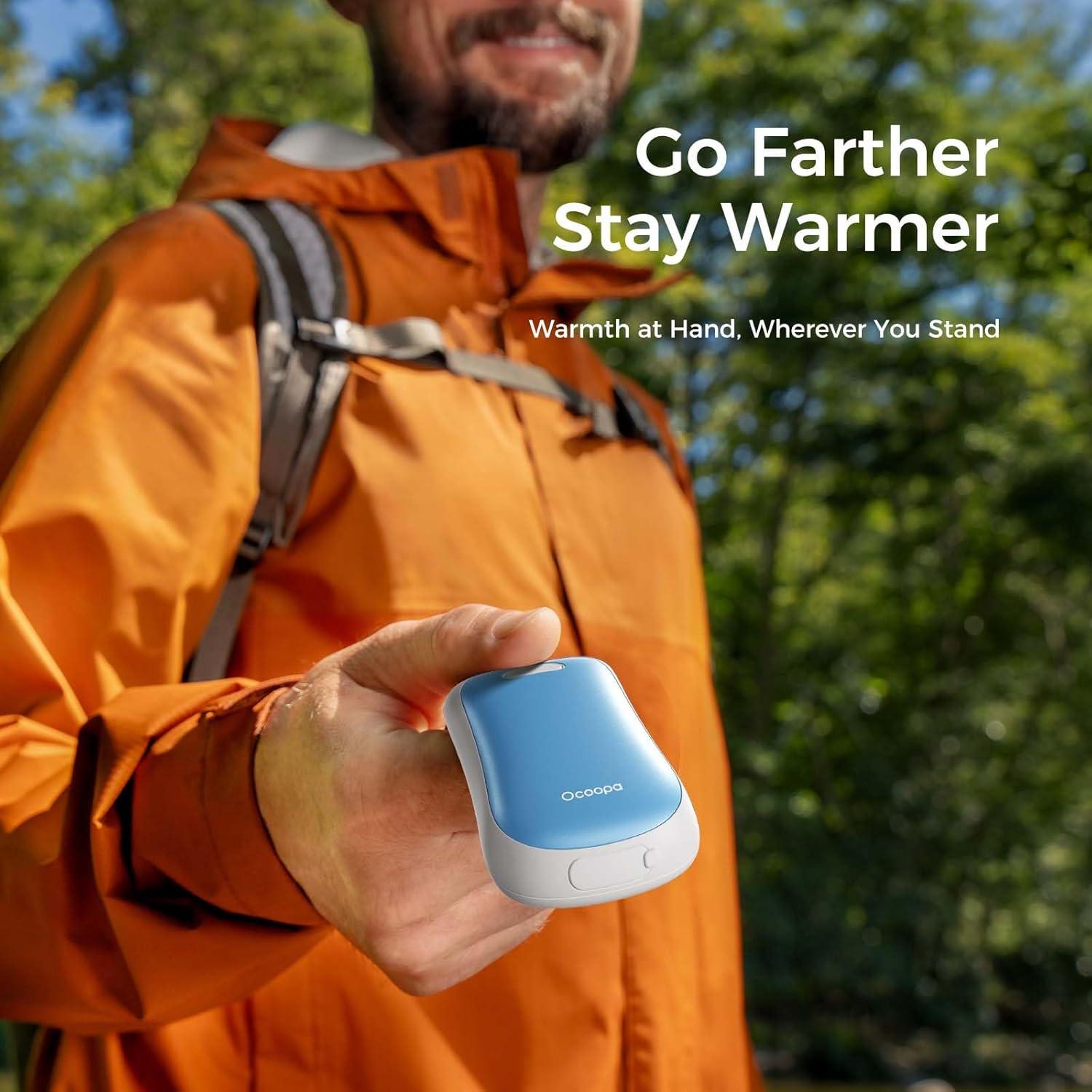 imageOCOOPA Magnetic Hand Warmers Rechargeable 2Pack IP45 Water Resistant UL Certified Ergonomic Electric Hand Warmer Up to 9hrs Pocket Size Raynauds Golf Outdoor Tech Gifts for Men UT4 UrbanArctic Blue