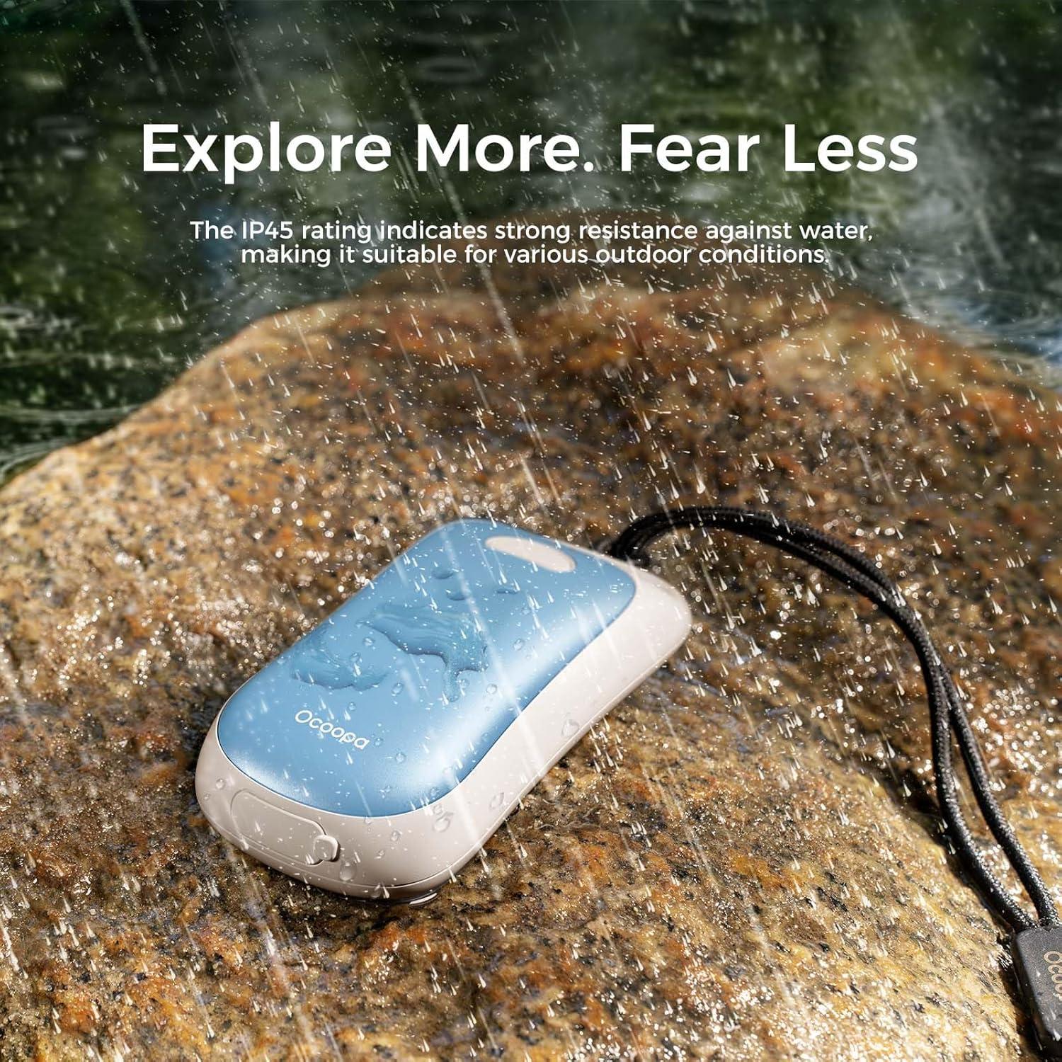 imageOCOOPA Magnetic Hand Warmers Rechargeable 2Pack IP45 Water Resistant UL Certified Ergonomic Electric Hand Warmer Up to 9hrs Pocket Size Raynauds Golf Outdoor Tech Gifts for Men UT4 UrbanArctic Blue