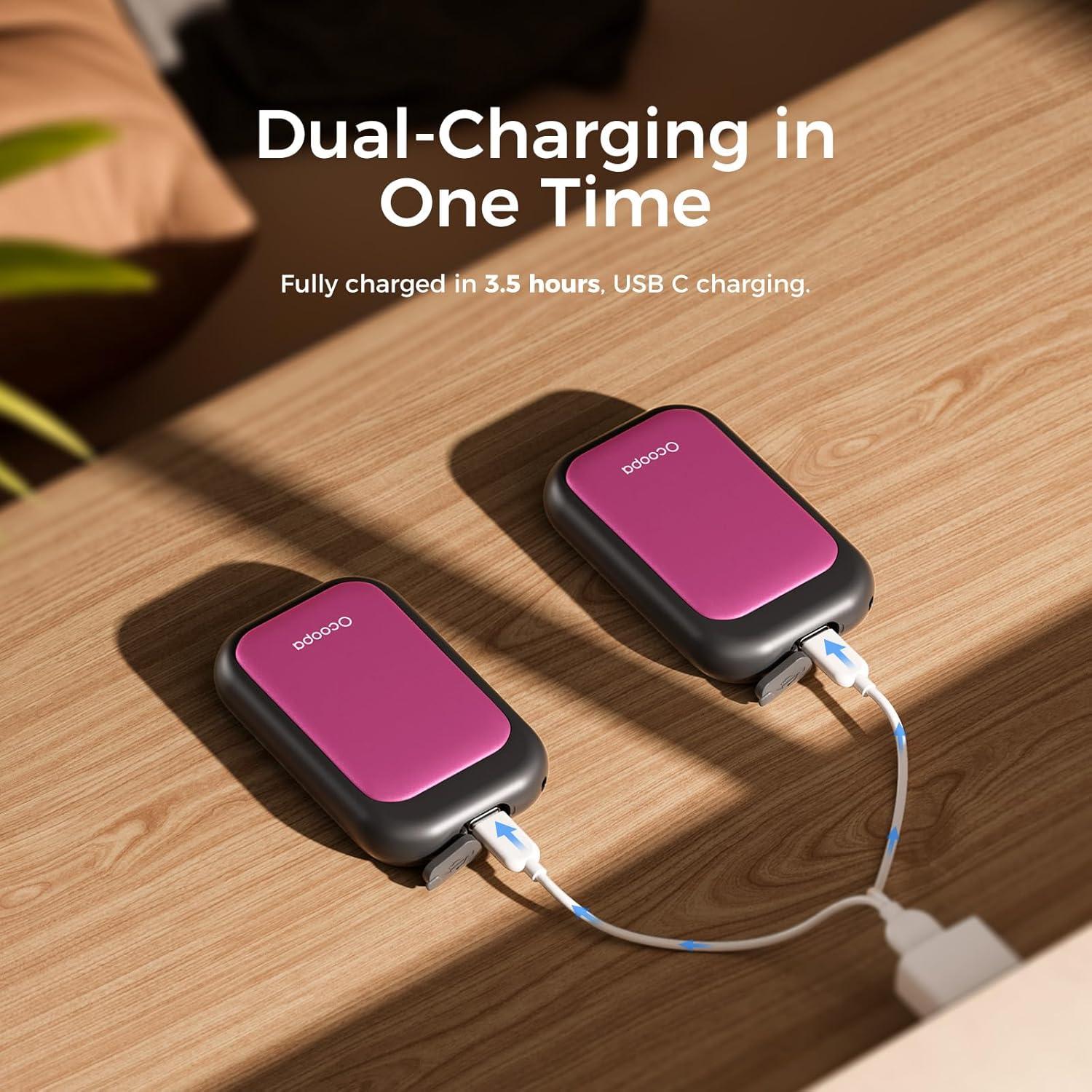 imageOCOOPA Magnetic Rechargeable Hand Warmers 2 Pack CardStyle Electric AI Hand Warmers 5000mAh Pocket Portable Hands Heater UL Certified for Men Women Hunting Essentials UT4 YoungRaspberry Sorbet