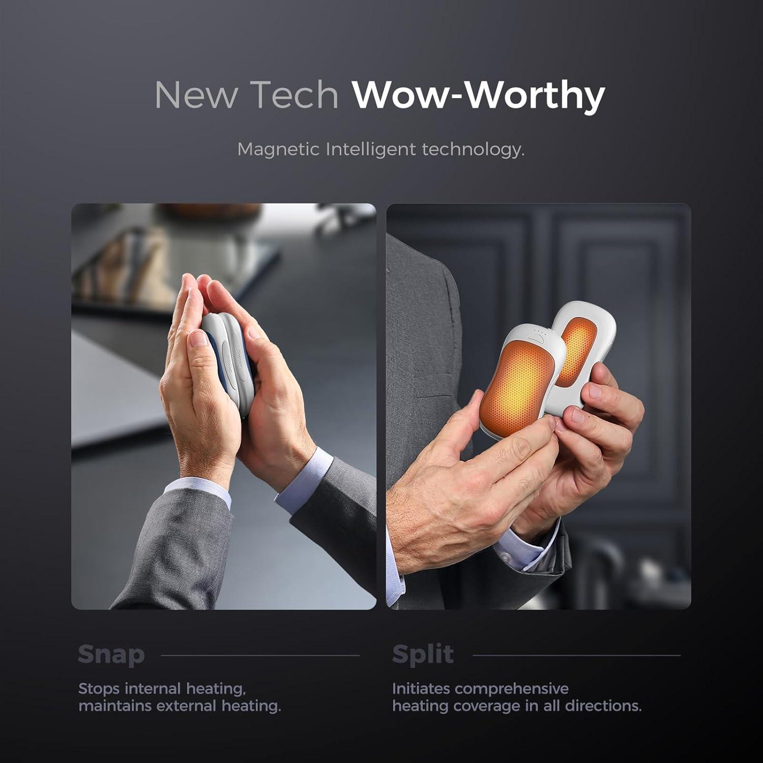 imageOCOOPA Magnetic Rechargeable Hand Warmers True Double Warmth Handwarmers 10000mAh Up to 15 Hours Max 136 Electric Heater for Men Women GolfHuntingCampingCold Weather UT3 PROBlue