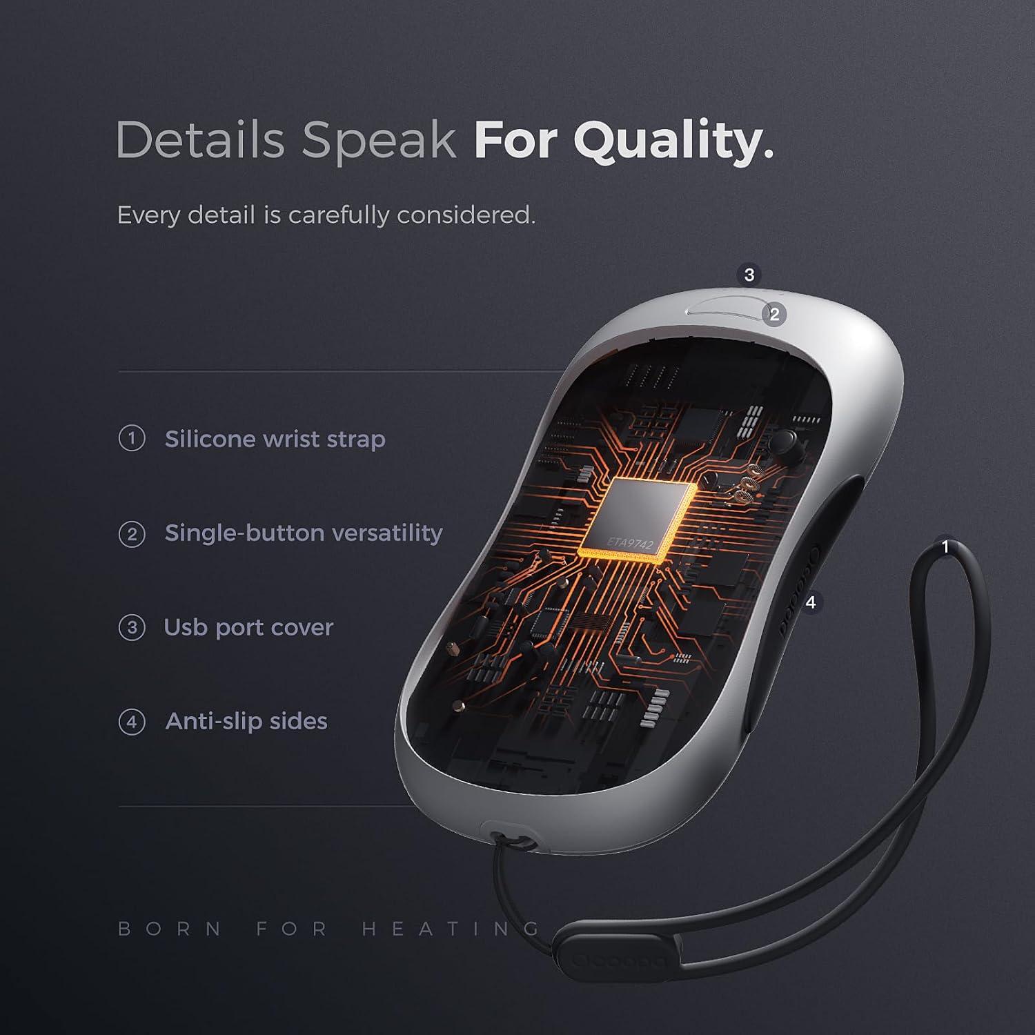 imageOCOOPA Magnetic Rechargeable Hand Warmers True Double Warmth Handwarmers 10000mAh Up to 15 Hours Max 136 Electric Heater for Men Women GolfHuntingCampingCold Weather UT3 PROBlue