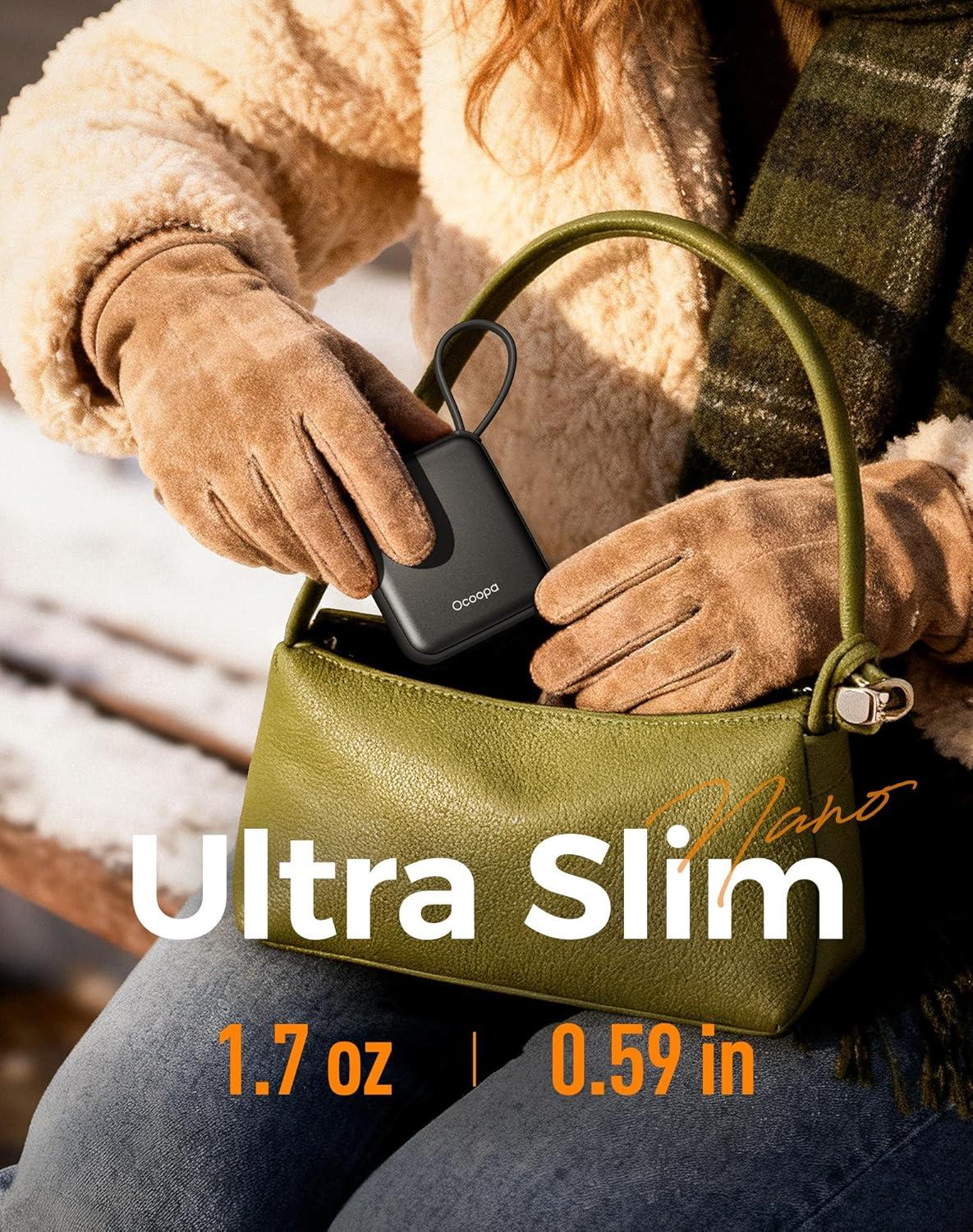 imageOcoopa Hand Warmers Rechargeable UT5 Nano Slim Electric Pocket Heater Smart Temp Control 14Hrs Battery UL Safety Artists in Bloom Design Practical Gifts for Women Christmas Outdoor OfficeBlack