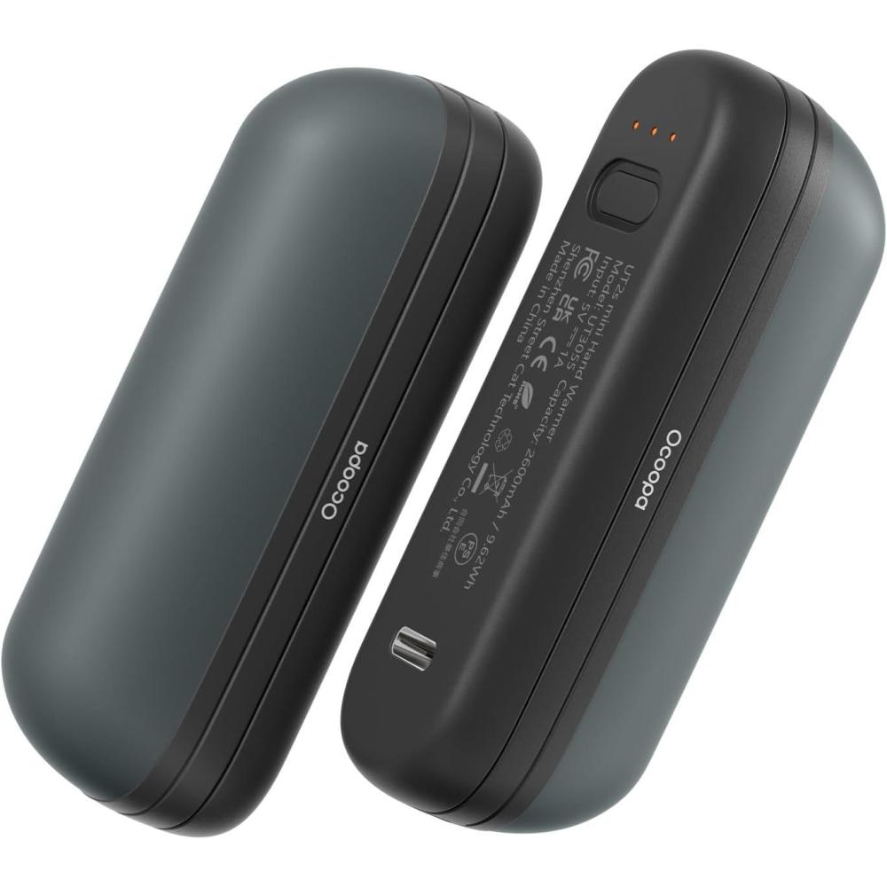 imageOCOOPA 2 in 1 Magnetic Rechargeable Hand Warmers UT2s Mini Electric Handwarmers 2 Pack Split USBC Reusable Portable Pocket Heater Raynauds Golf Christmas Tech Gifts for Women MenGalaxry Gray