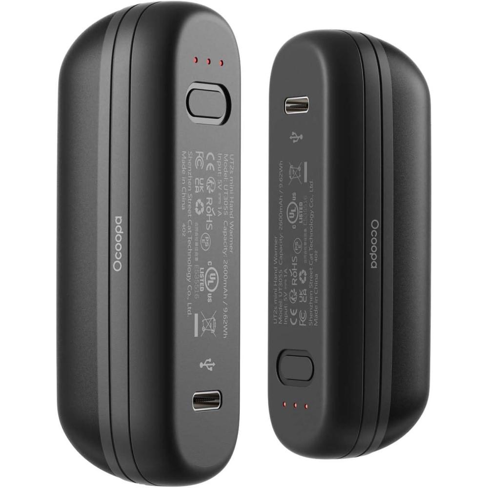 imageOCOOPA 2 in 1 Magnetic Rechargeable Hand Warmers UT2s Mini Electric Handwarmers 2 Pack Split USBC Reusable Portable Pocket Heater Raynauds Golf Christmas Tech Gifts for Women MenBlack