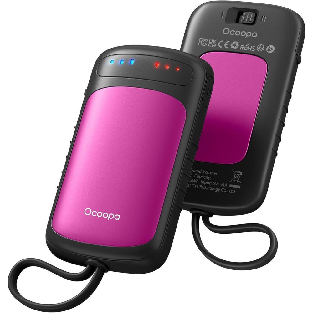 imageOCOOPA HandWarmersRechargeable Dual Sided 2 in 1 ElectricHand Warmers with UL Certified 3 Heating Level Pocket Sized USB Hand Warmers for Camping Hunting Commuting Gifts for Men UT5 DuoheatRose