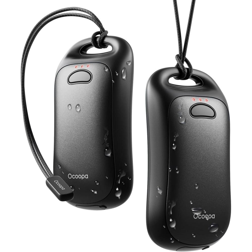 imageOCOOPA Magnetic Hand Warmers Rechargeable 2Pack IP45 Water Resistant UL Certified Ergonomic Electric Hand Warmer Up to 9hrs Pocket Size Raynauds Golf Outdoor Tech Gifts for Men UT4 UrbanMidnight Black