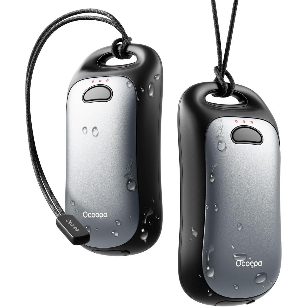 imageOCOOPA Magnetic Hand Warmers Rechargeable 2Pack IP45 Water Resistant UL Certified Ergonomic Electric Hand Warmer Up to 9hrs Pocket Size Raynauds Golf Outdoor Tech Gifts for Men UT4 UrbanSlate Gray