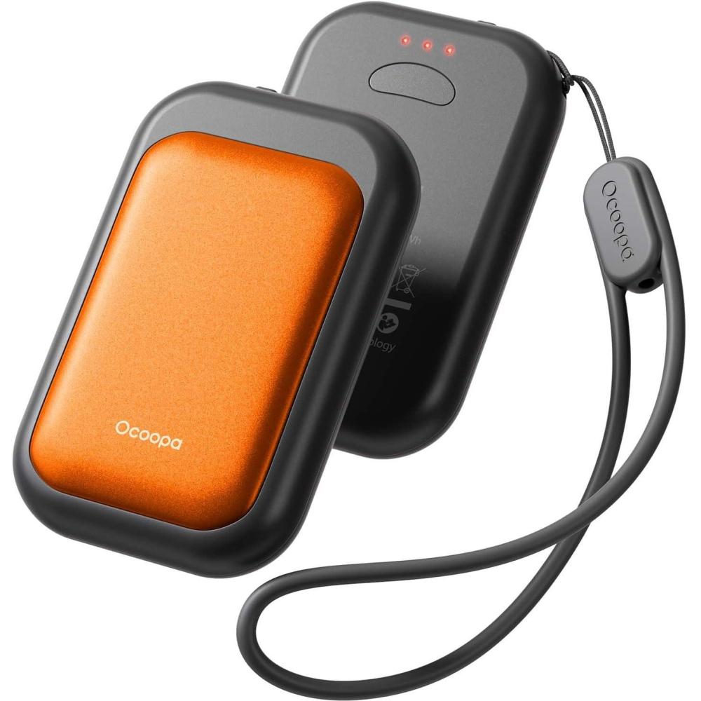 imageOCOOPA Magnetic Rechargeable Hand Warmers 2 Pack CardStyle Electric AI Hand Warmers 5000mAh Pocket Portable Hands Heater UL Certified for Men Women Hunting Essentials UT4 YoungSun Orange