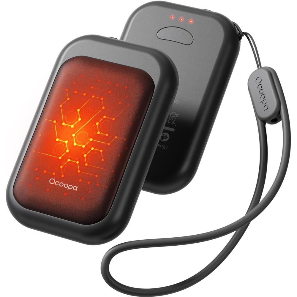 imageOCOOPA Magnetic Rechargeable Hand Warmers 2 Pack CardStyle Electric AI Hand Warmers 5000mAh Pocket Portable Hands Heater UL Certified for Men Women Hunting Essentials UT4 YoungObsidian Black