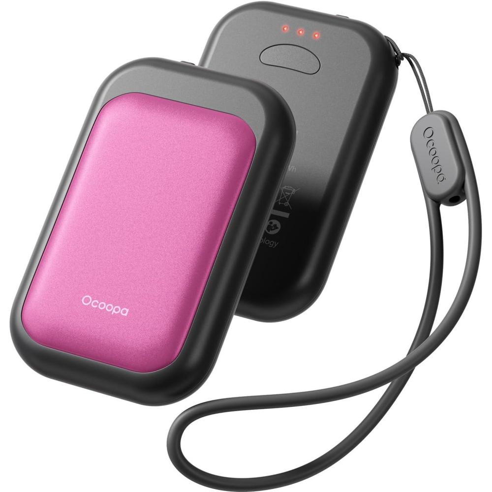 imageOCOOPA Magnetic Rechargeable Hand Warmers 2 Pack CardStyle Electric AI Hand Warmers 5000mAh Pocket Portable Hands Heater UL Certified for Men Women Hunting Essentials UT4 YoungRaspberry Sorbet